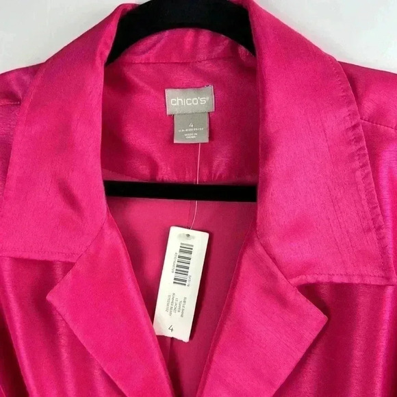 CHICO’S HOT PINK SZ 4 USA 20/22 NWT jacket lined w/pockets cuffed sleeves pretty - Picture 2 of 6